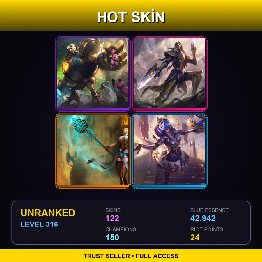 VN | Lv316 | Unranked | 122 Skin | 150 Champ