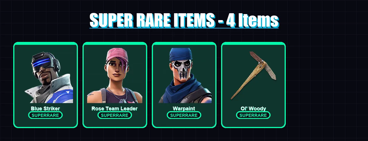 [PS4/PS5/XBOX/PC] | Blue Striker | Rose Team Leader | Warpaint | Metal Team Leader | Holiday Boxy | 5 skin | 10 pickaxe | 6 emote | 8 glider | Lv50