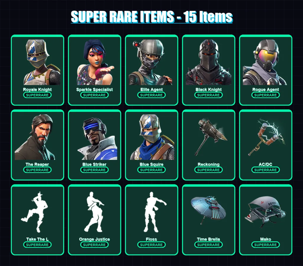 [PC/XBOX] | Royale Knight | Sparkle Specialist | Elite Agent | Black Knight | Rogue Agent | 39 skin | 70 pickaxe | 64 emote | 74 glider | Lv1511