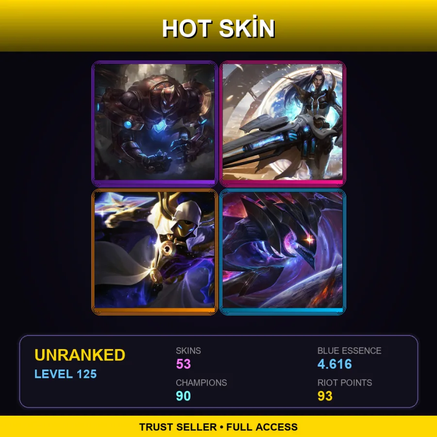 EUNE | Lv125 | Unranked | 53 Skin | 90 Champ
