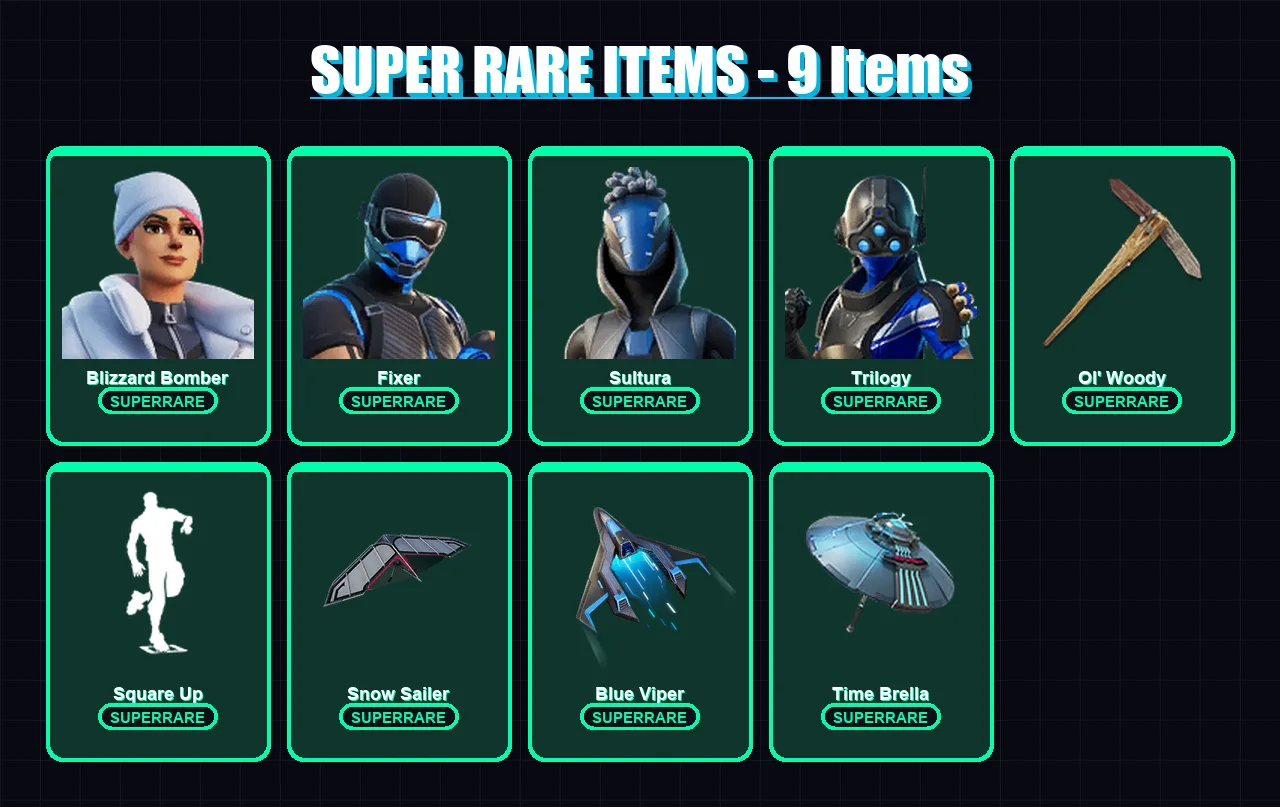 [PS4/PS5/XBOX/PC] | Blizzard Bomber | Fixer | Sultura | Trilogy | Snap | 116 skin | 182 pickaxe | 120 emote | 135 glider | Lv2337