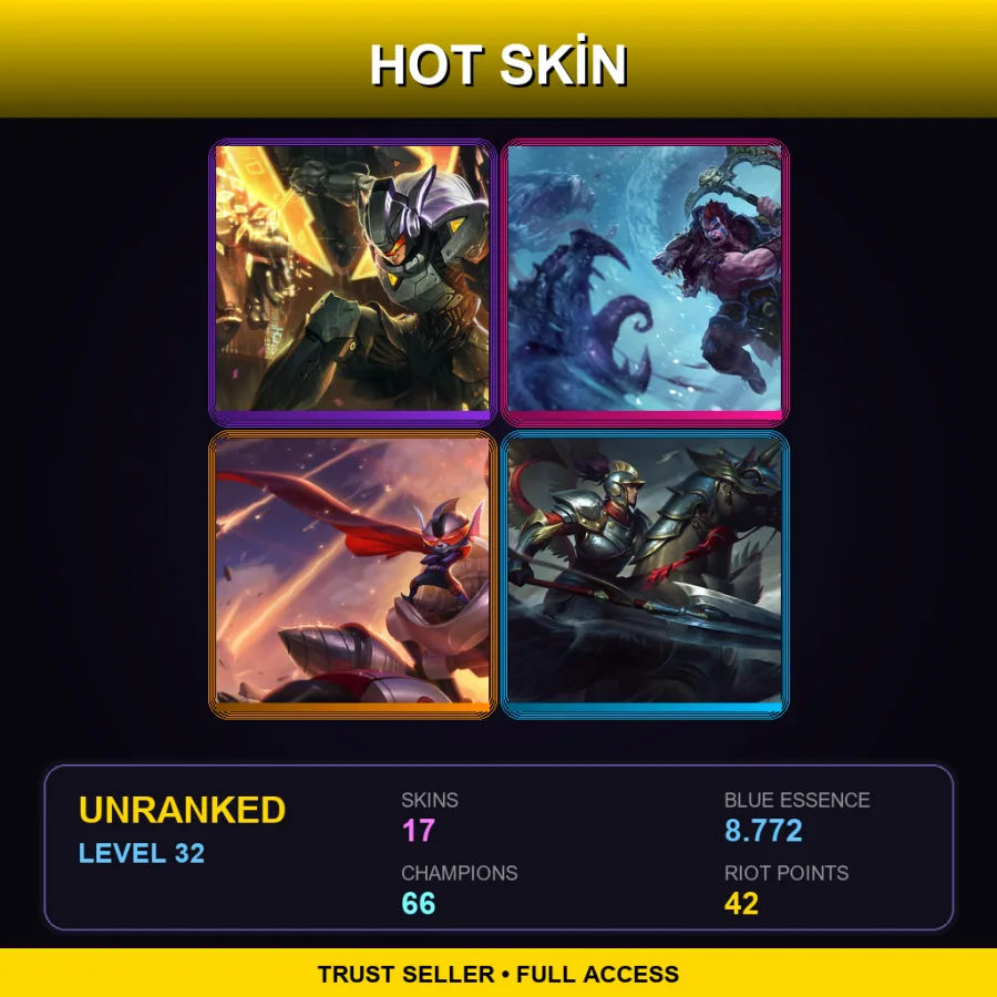 VN | Lv32 | Unranked | 17 Skin | 66 Champ — LoL account
