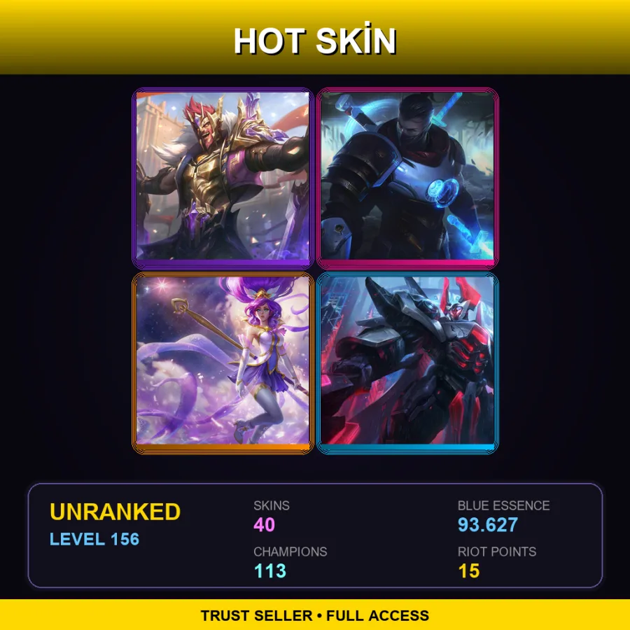 LAS | Lv156 | Unranked | 40 Skin | 113 Champ — Unranked / Smurf League of Legends