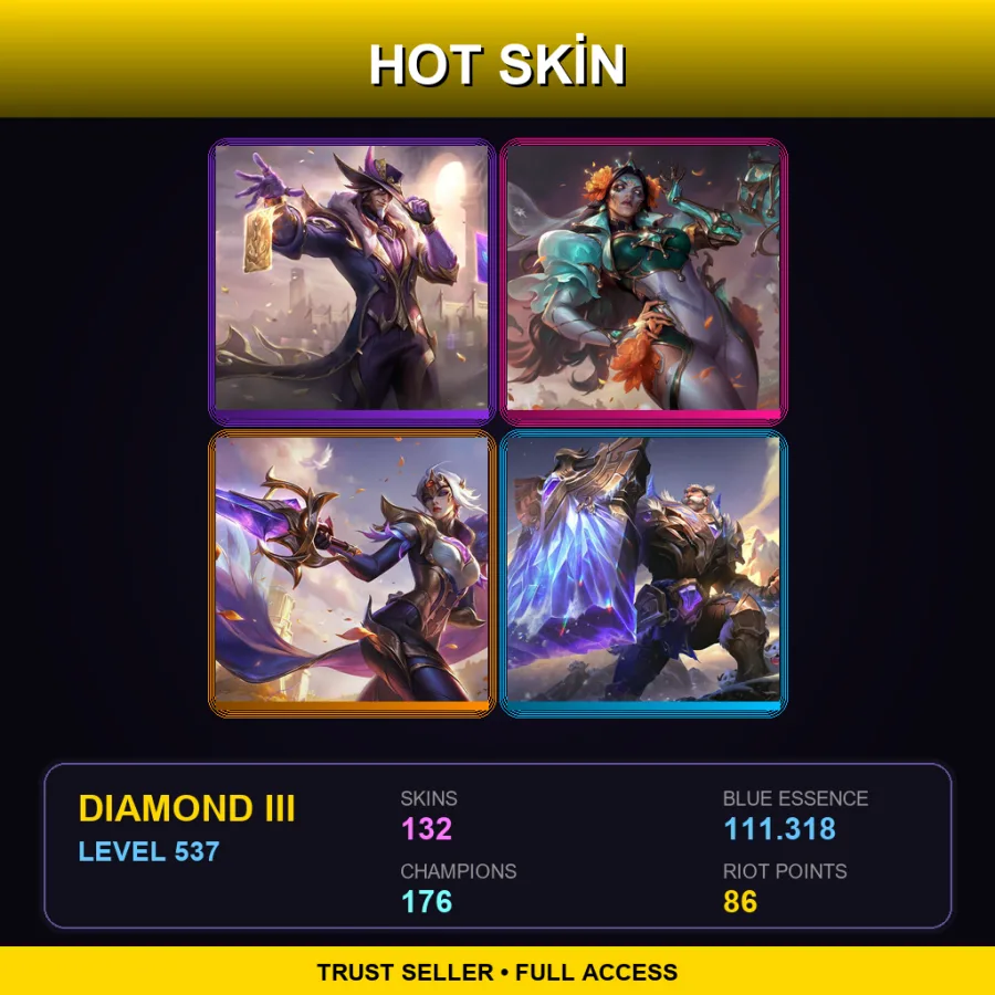 EUNE | Lv537 | Diamond III | 132 Skin | 176 Champ — LoL account