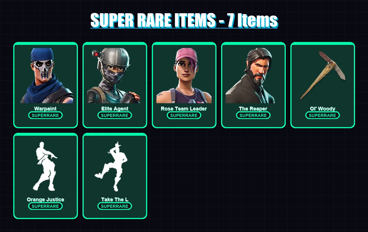 [PC/XBOX/PSN] | Warpaint | Elite Agent | Rose Team Leader | The Reaper | Carbide | 30 skin | 27 pickaxe | 35 emote | 32 glider | Lv467
