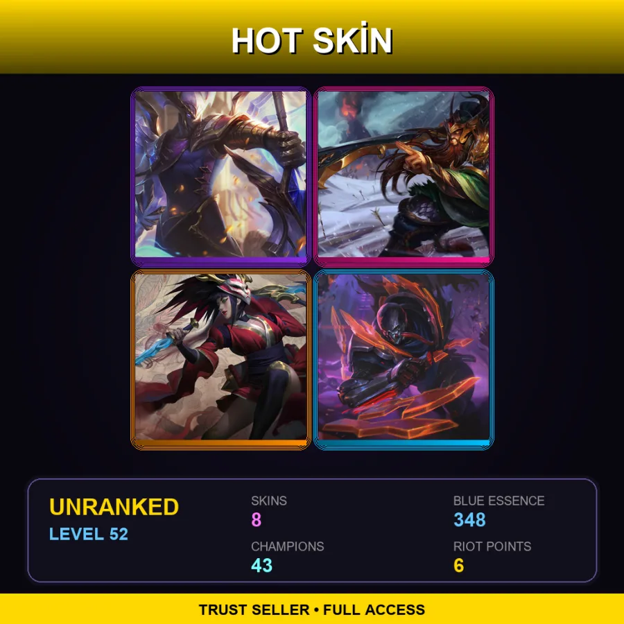 EUW | Lv52 | Unranked | 8 Skin | 43 Champ