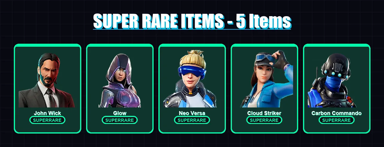 [PS4/PS5/XBOX/PC] | John Wick | Glow | Neo Versa | Cloud Striker | Carbon Commando | 63 skin | 53 pickaxe | 47 emote | 51 glider | Lv869 — Fortnite account