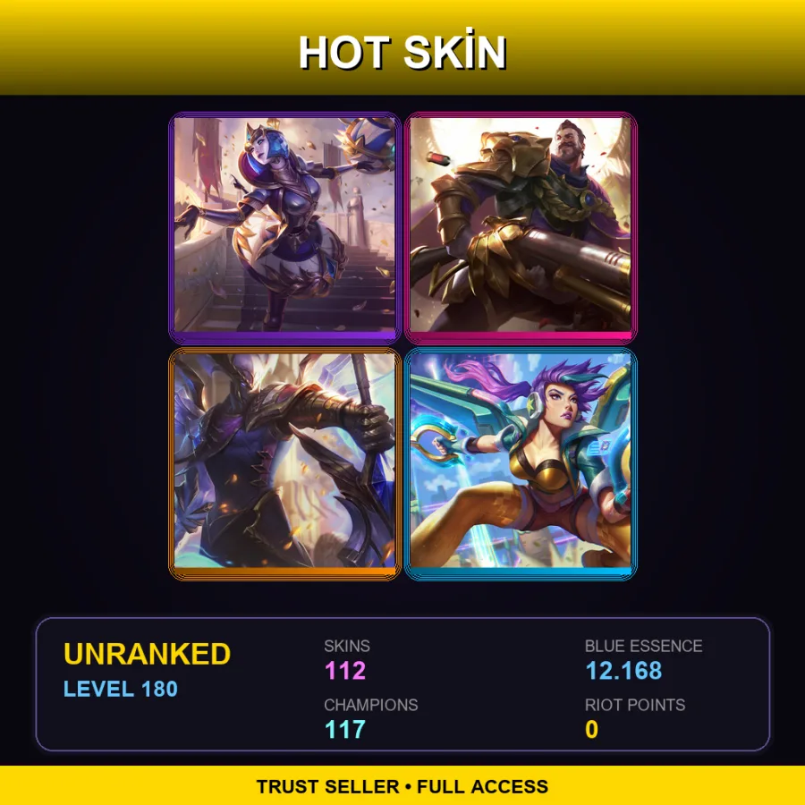 SG | Lv180 | Unranked | 112 Skin | 117 Champ — LoL account
