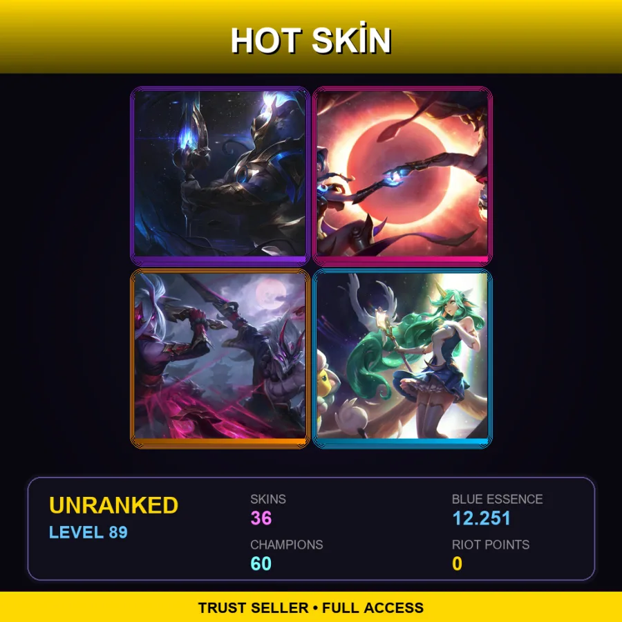 VN | Lv89 | Unranked | 36 Skin | 60 Champ — LoL account