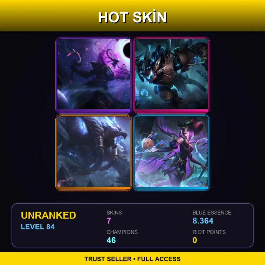 VN | Lv84 | Unranked | 7 Skin | 46 Champ — LoL account