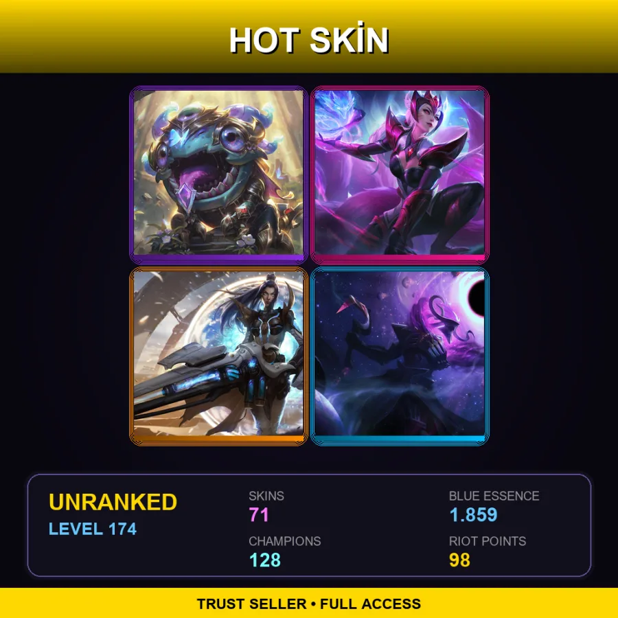 TR | Lv174 | Unranked | 71 Skin | 128 Champ