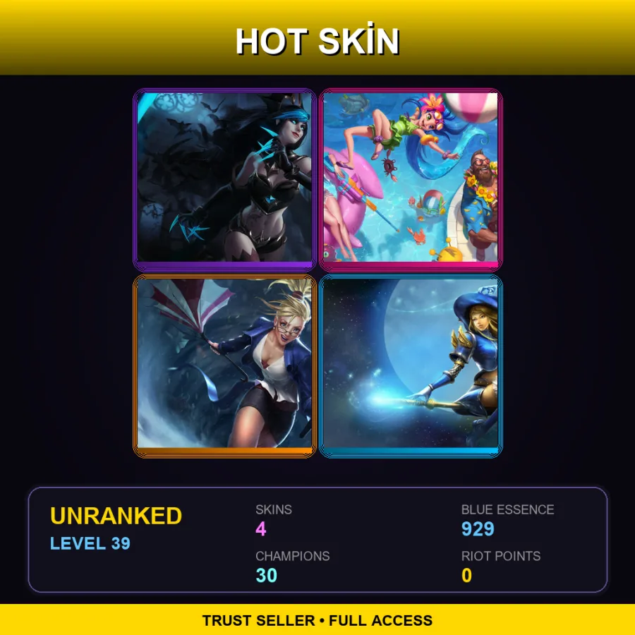 EUNE | Lv39 | Unranked | 4 Skin | 30 Champ — LoL account