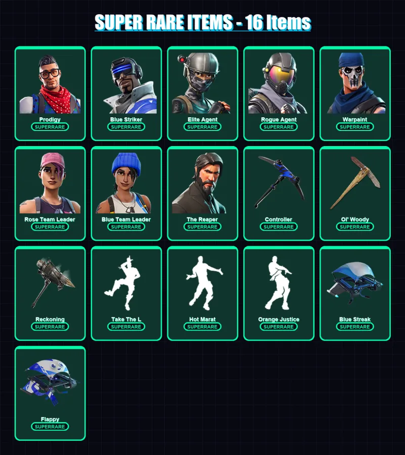 [PC/XBOX/PSN] | Prodigy | Blue Striker | Elite Agent | Rogue Agent | Warpaint | 59 skin | 40 pickaxe | 53 emote | 38 glider | Lv571 — Fortnite account