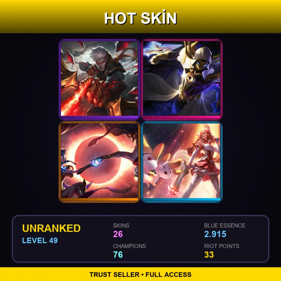 EUW | Conqueror Varus | Cosmic Reaver Kassadin | Cosmic Dusk Xayah | Star Guardian Miss Fortune | 26 Skin | 76 Champ | Lv49