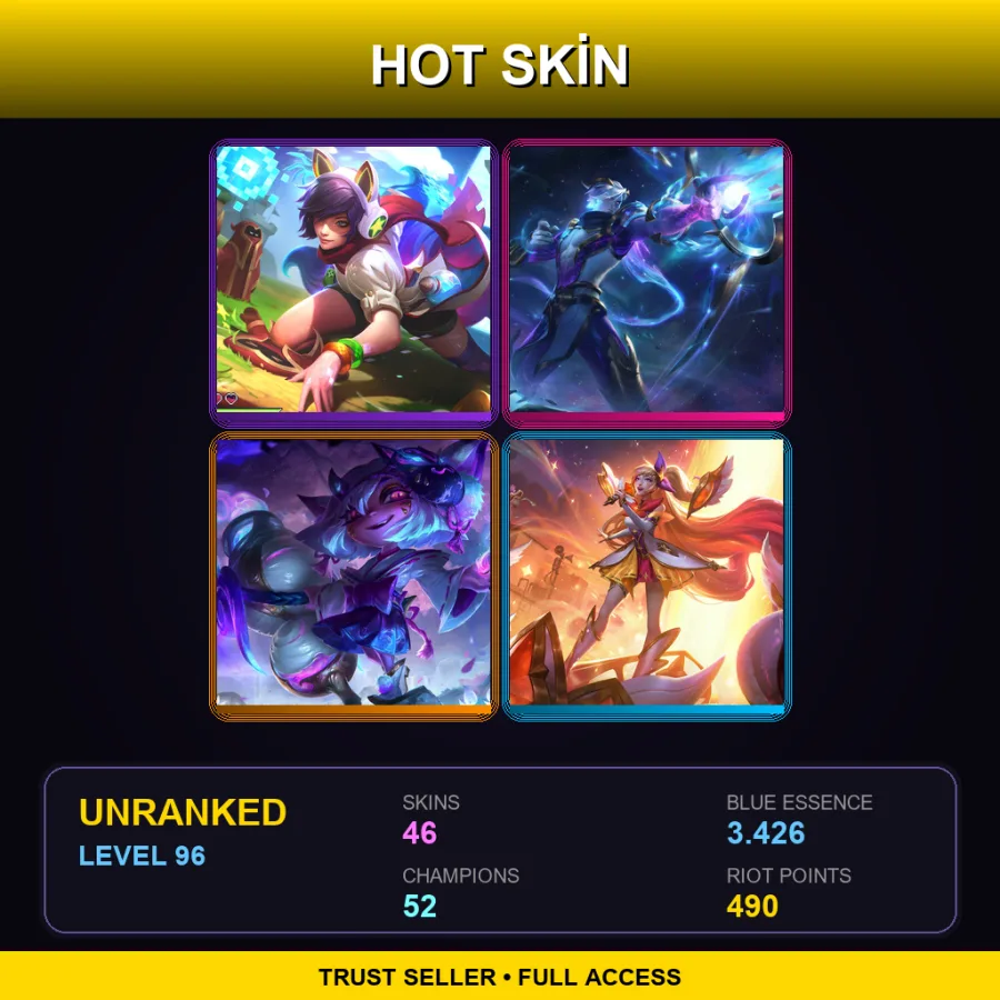 LAN | Lv96 | Unranked | 46 Skin | 52 Champ