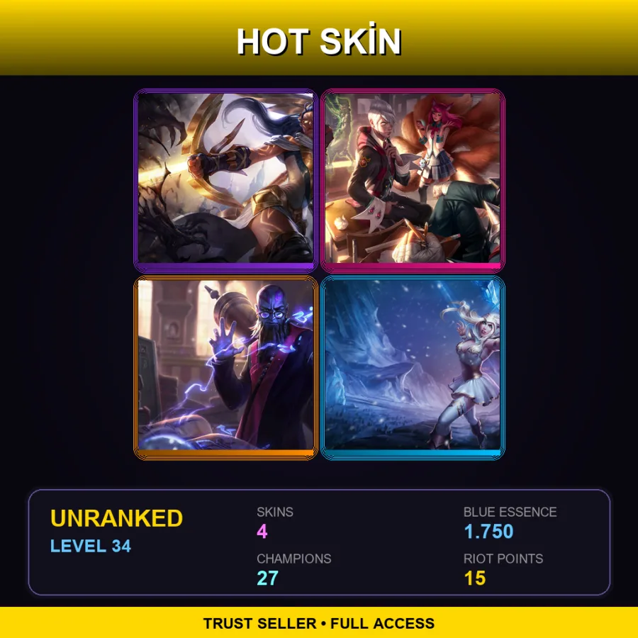 EUNE | Arclight Vayne | Academy Ahri | Professor Ryze | Freljord Ashe | 4 Skin | 27 Champ | Lv34