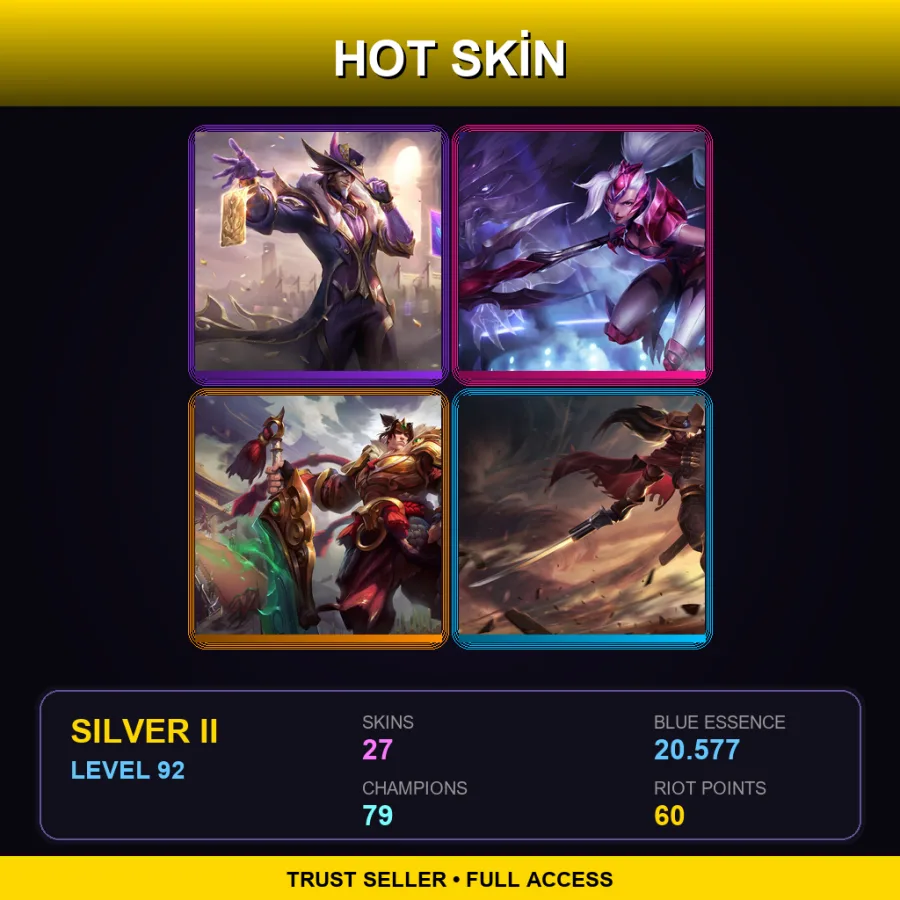 BR | Lv92 | Silver II | 27 Skin | 79 Champ — LoL account