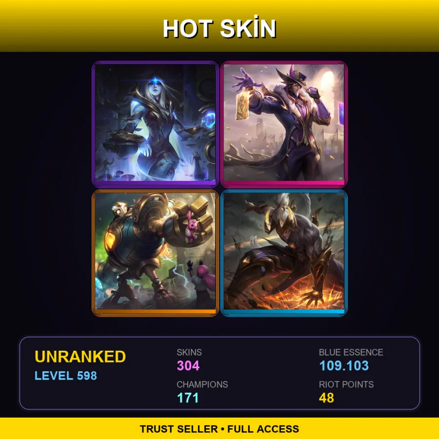 LAN | Lv598 | Unranked | 304 Skin | 171 Champ