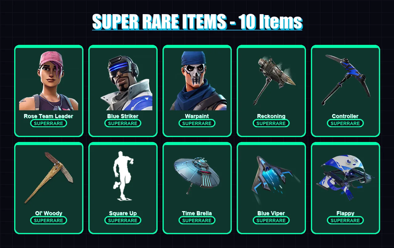 [PS4/PS5/XBOX/PC] | Rose Team Leader | Blue Striker | Warpaint | Malik | Spectra Knight | 31 skin | 41 pickaxe | 37 emote | 44 glider | Lv528