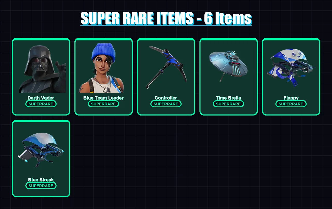 [PS4/PS5/XBOX/PC] | Darth Vader | Blue Team Leader | Valeria | Omegarok | Nezumi | 90 skin | 120 pickaxe | 86 emote | 101 glider | Lv1338