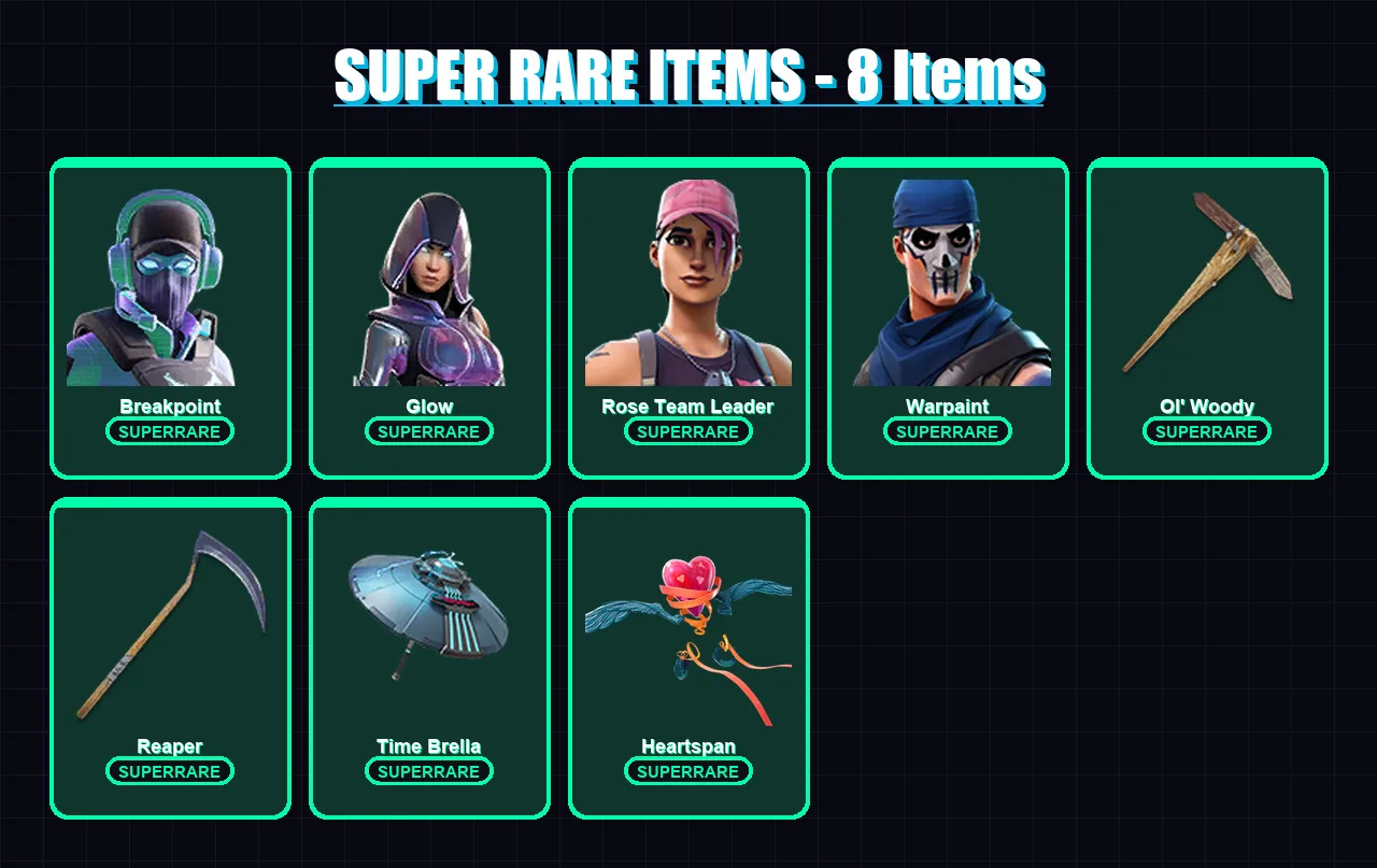 [PC/XBOX] | Breakpoint | Glow | Rose Team Leader | Warpaint | Ruin | 119 skin | 193 pickaxe | 140 emote | 146 glider | Lv2025