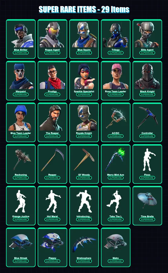 [PC/XBOX] | Blue Striker | Rogue Agent | Blue Squire | Trilogy | Elite Agent | 227 skin | 216 pickaxe | 204 emote | 182 glider | Lv2900 — Fortnite account