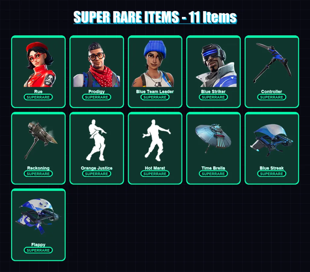 [PS4/PS5/XBOX/PC] | Rue | Prodigy | Blue Team Leader | Blue Striker | Ragnarok | 75 skin | 76 pickaxe | 73 emote | 83 glider | Lv1070 — Fortnite account