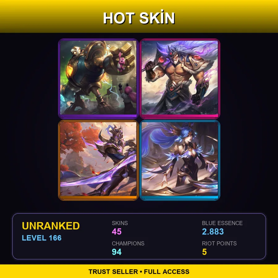 EUW | Lv166 | Unranked | 45 Skin | 94 Champ