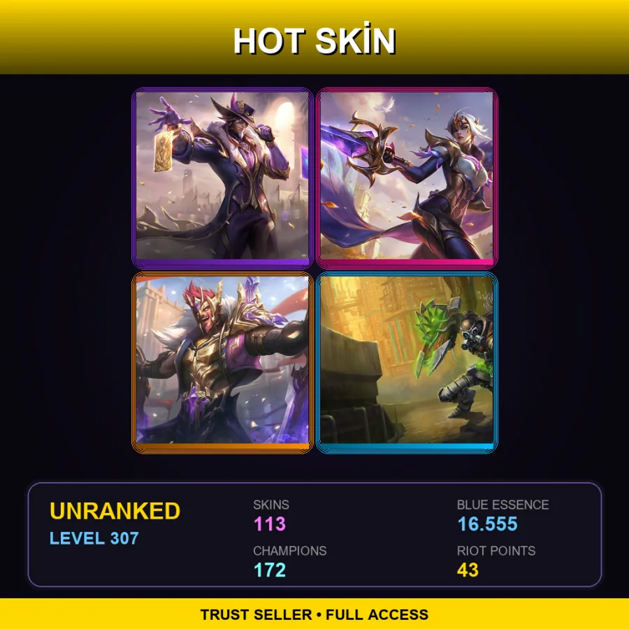 EUNE | Lv307 | Unranked | 113 Skin | 172 Champ — Unranked / Smurf League of Legends
