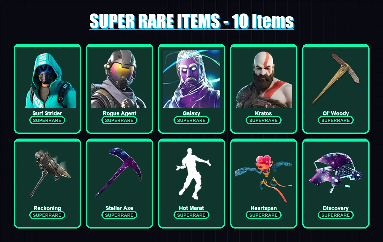 [PC/XBOX/PSN] | Surf Strider | Rogue Agent | Galaxy | Kratos | Spectra Knight | 124 skin | 116 pickaxe | 111 emote | 108 glider | Lv1605