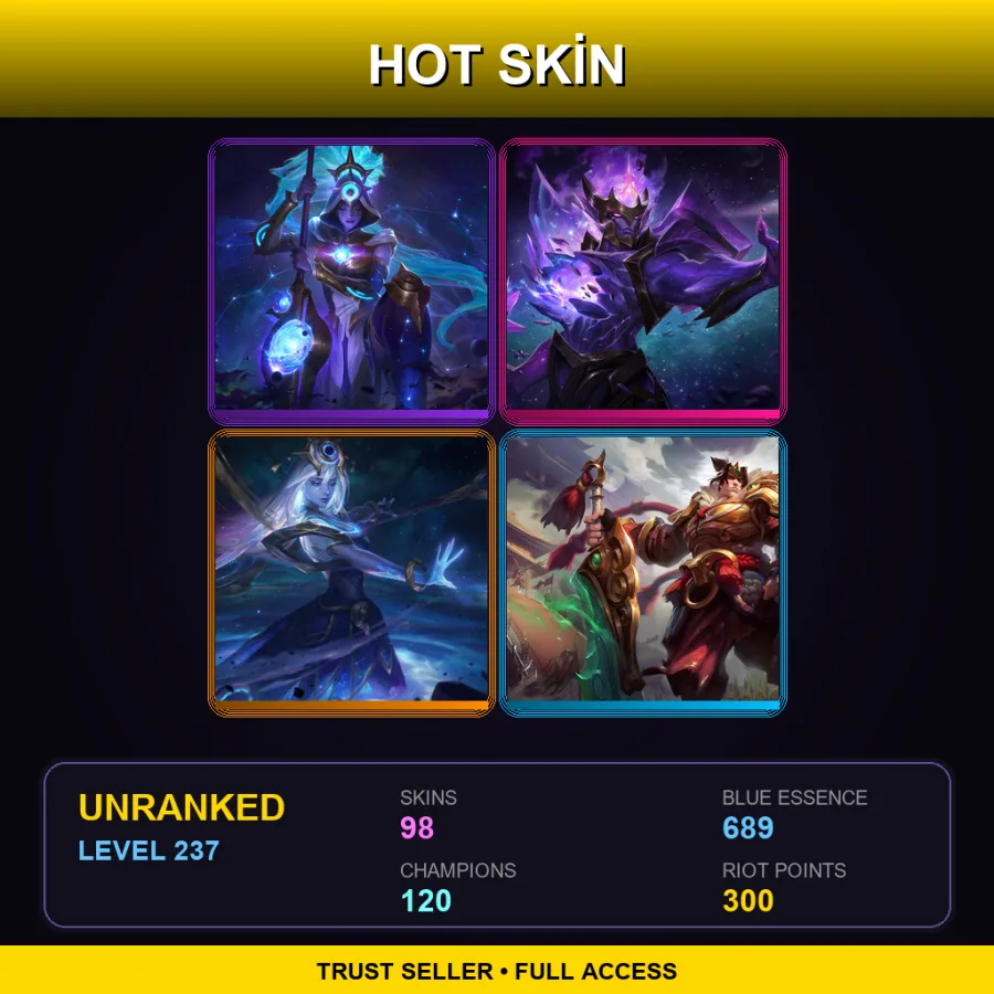 EUW | Lv237 | Unranked | 98 Skin | 120 Champ