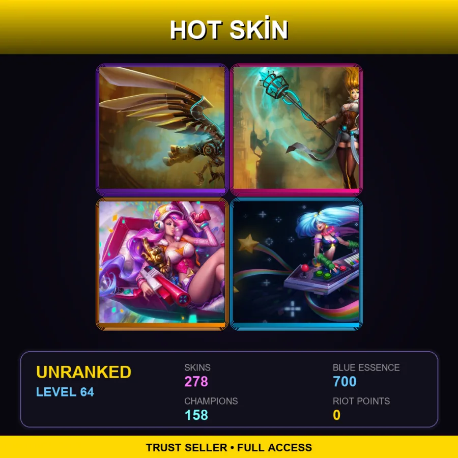 SG | Lv64 | Unranked | 278 Skin | 158 Champ