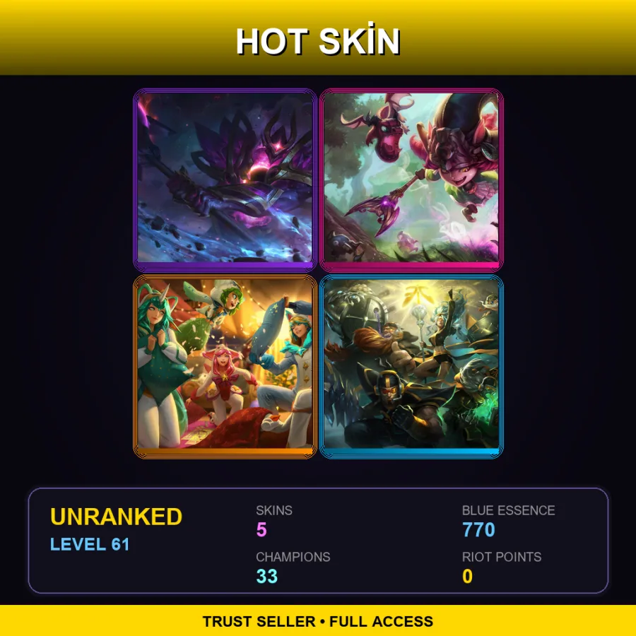 LAN | Lv61 | Unranked | 5 Skin | 33 Champ