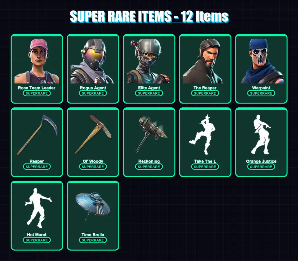 [PS4/PS5/PC] | Rose Team Leader | Rogue Agent | Elite Agent | The Reaper | Warpaint | 137 skin | 135 pickaxe | 135 emote | 119 glider | Lv1840