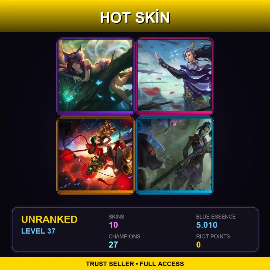 LAS | Lv37 | Unranked | 10 Skin | 27 Champ — LoL account