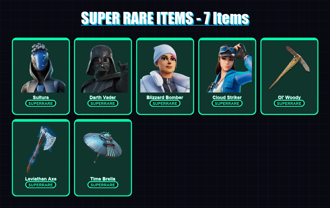 [PS4/PS5/XBOX/PC] | Sultura | Darth Vader | Blizzard Bomber | Cloud Striker | Predator | 198 skin | 240 pickaxe | 141 emote | 159 glider | Lv3137