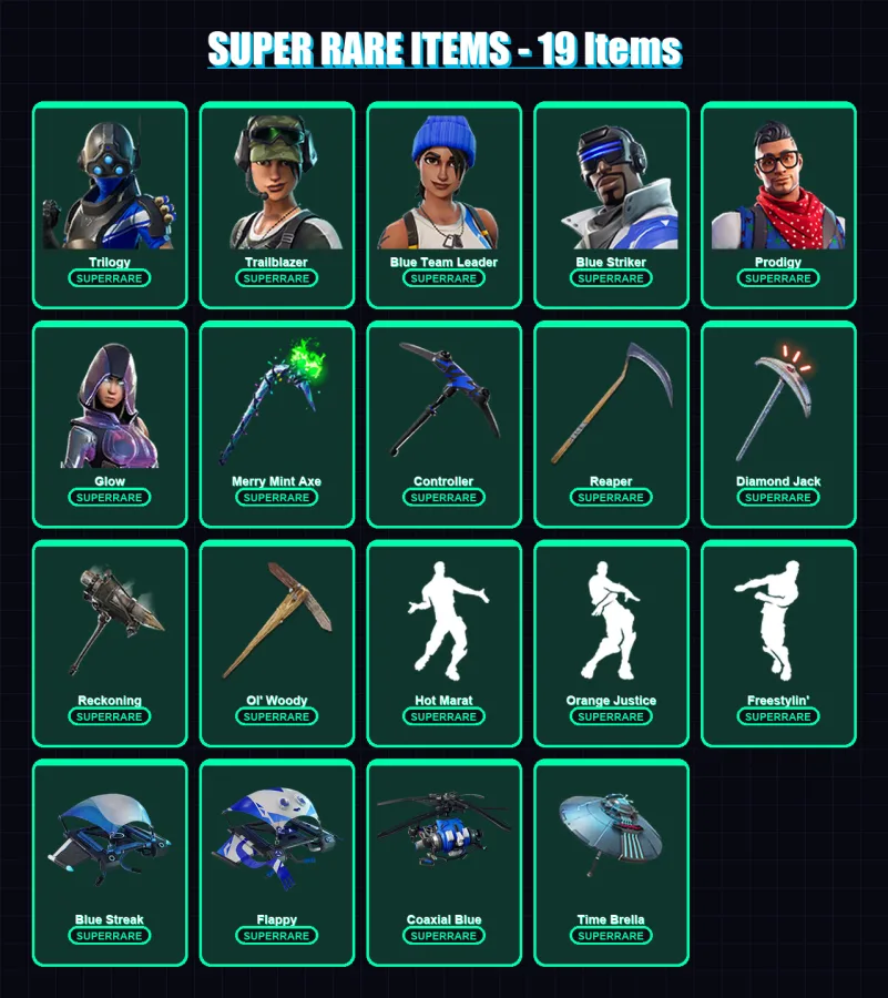 [PC/XBOX] | Trilogy | Trailblazer | Blue Team Leader | Blue Striker | Prodigy | 273 skin | 281 pickaxe | 225 emote | 191 glider | Lv2430