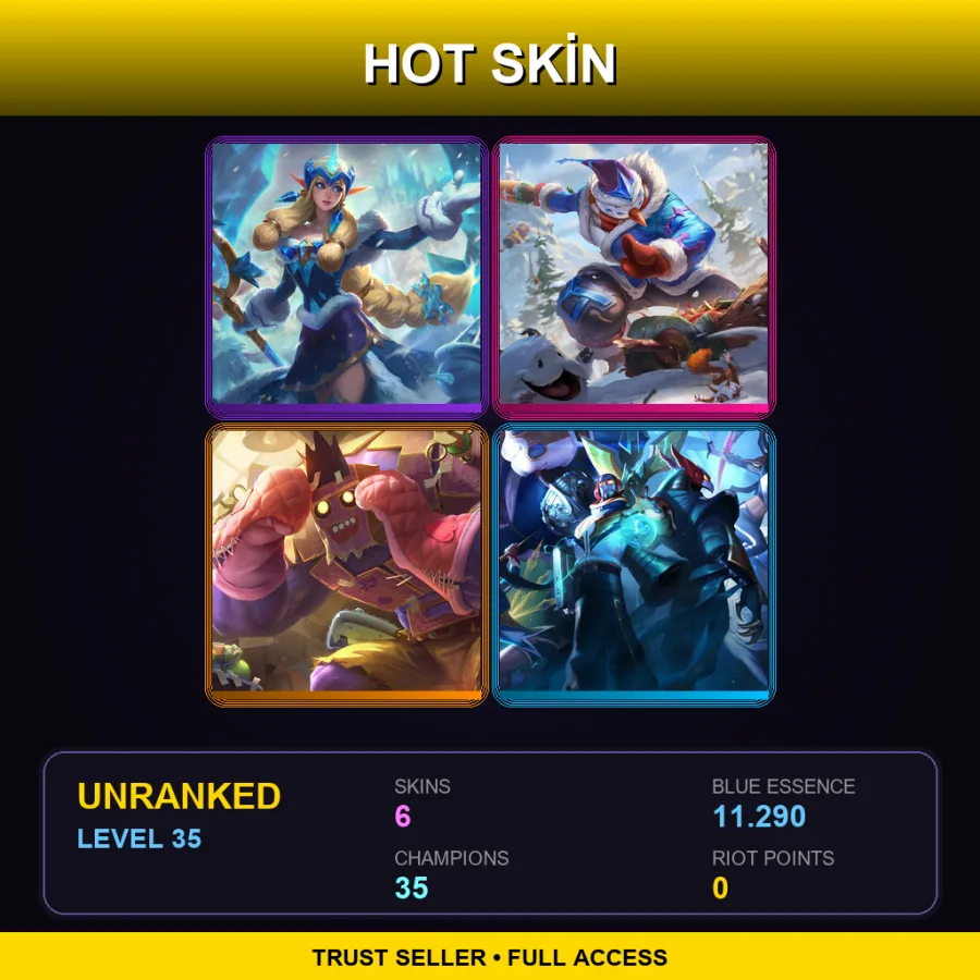 EUW | Lv35 | Unranked | 6 Skin | 35 Champ