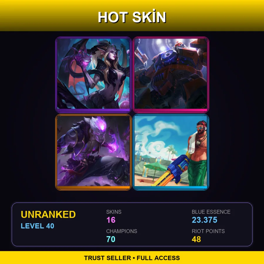 NA | Lv40 | Unranked | 16 Skin | 70 Champ