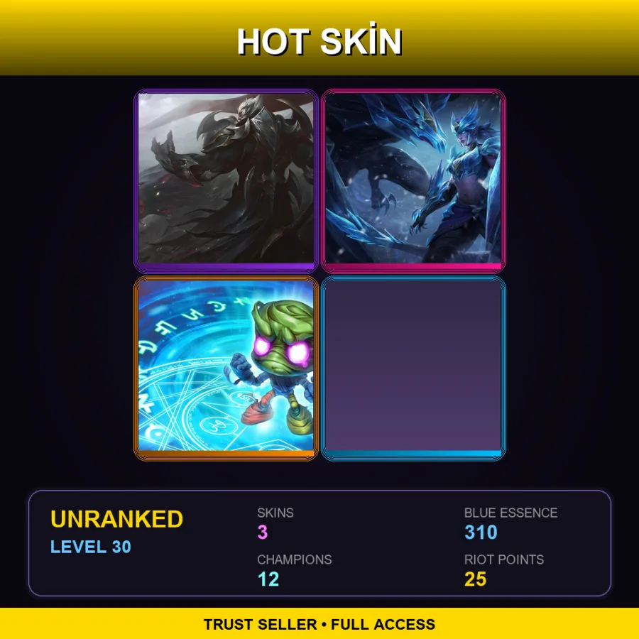 EUNE | God-King Darius | Ice Drake Shyvana | Vancouver Amumu | 3 Skin | 12 Champ | Lv30