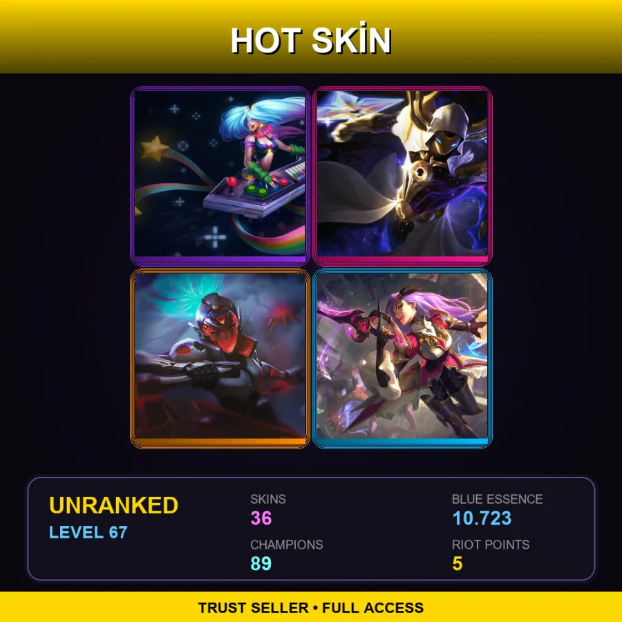 EUW | Lv67 | Unranked | 36 Skin | 89 Champ — LoL account