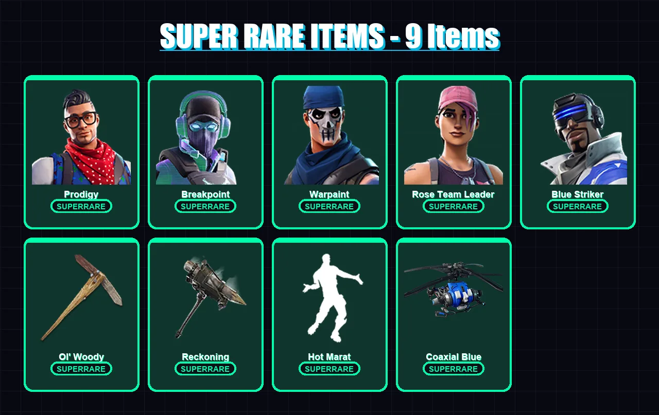 [PC/XBOX/PSN] | Prodigy | Breakpoint | Warpaint | Rose Team Leader | Blue Striker | 151 skin | 124 pickaxe | 119 emote | 116 glider | Lv1491 — Fortnite account