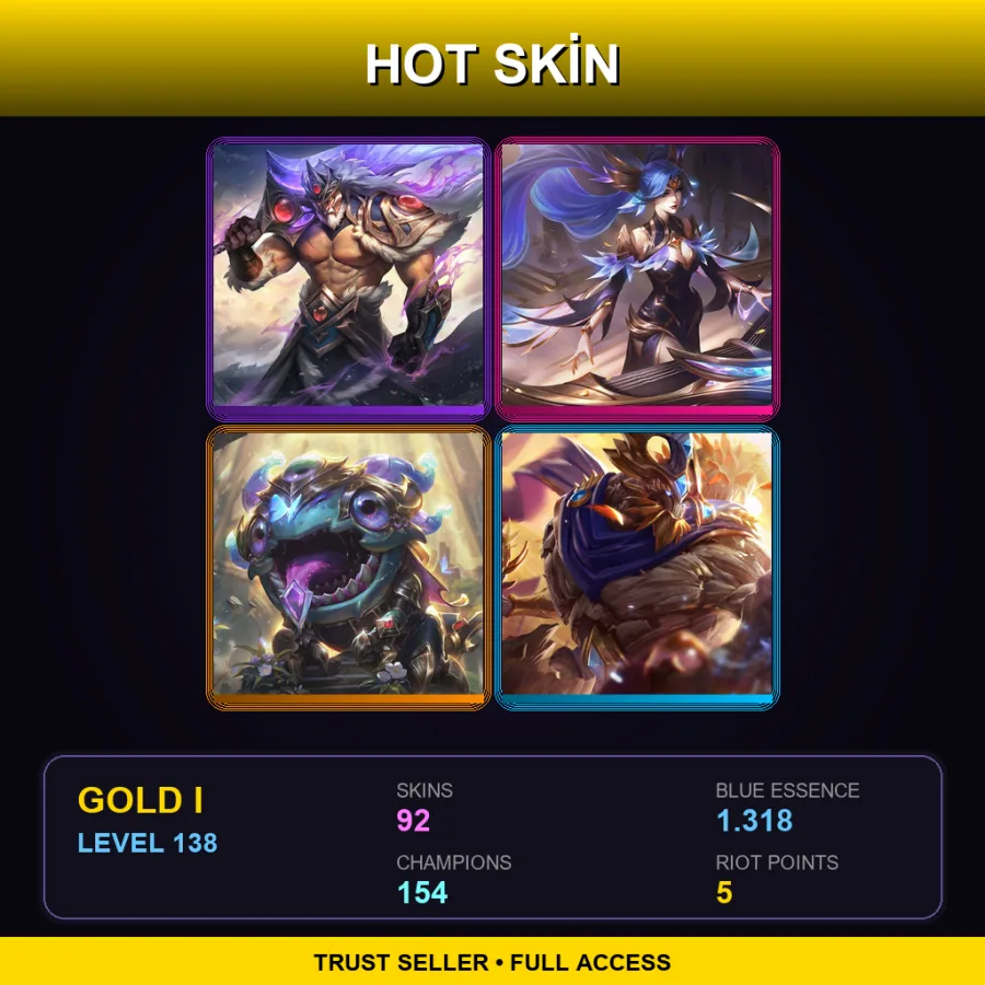 SG | Lv138 | Gold I | 92 Skin | 154 Champ — LoL account