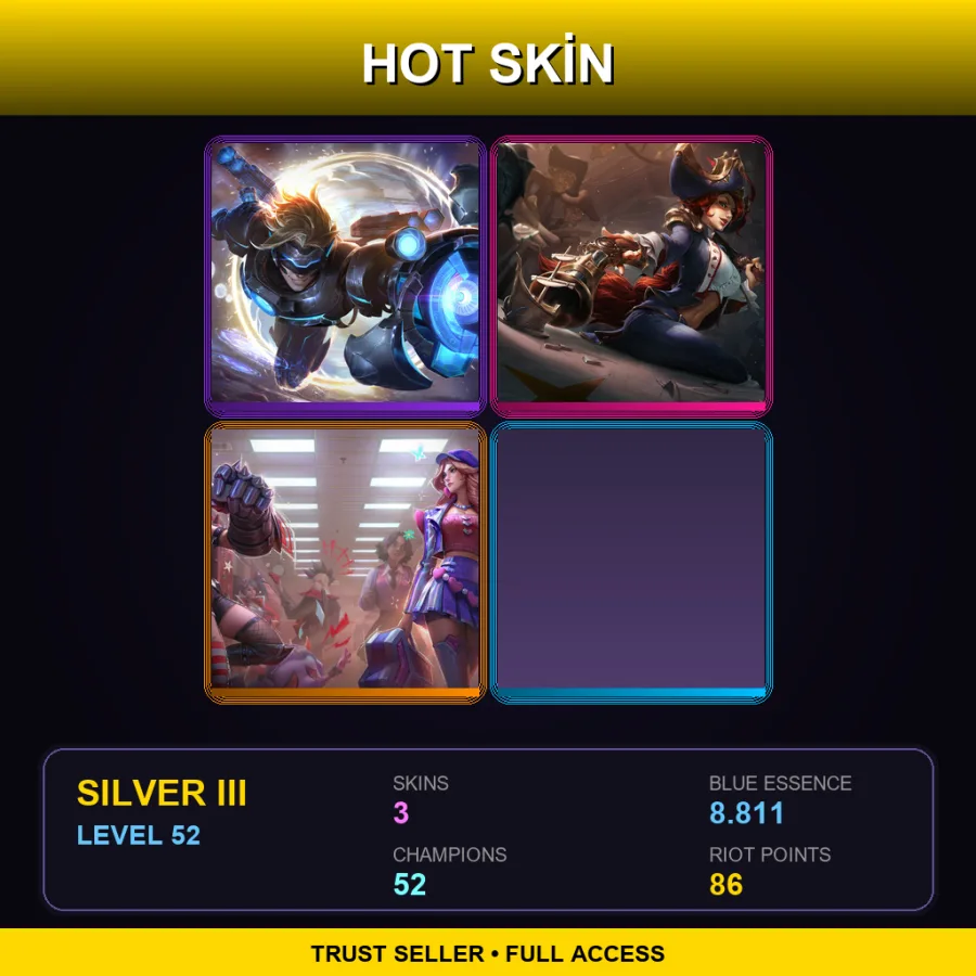EUW | Lv52 | Silver III | 3 Skin | 52 Champ