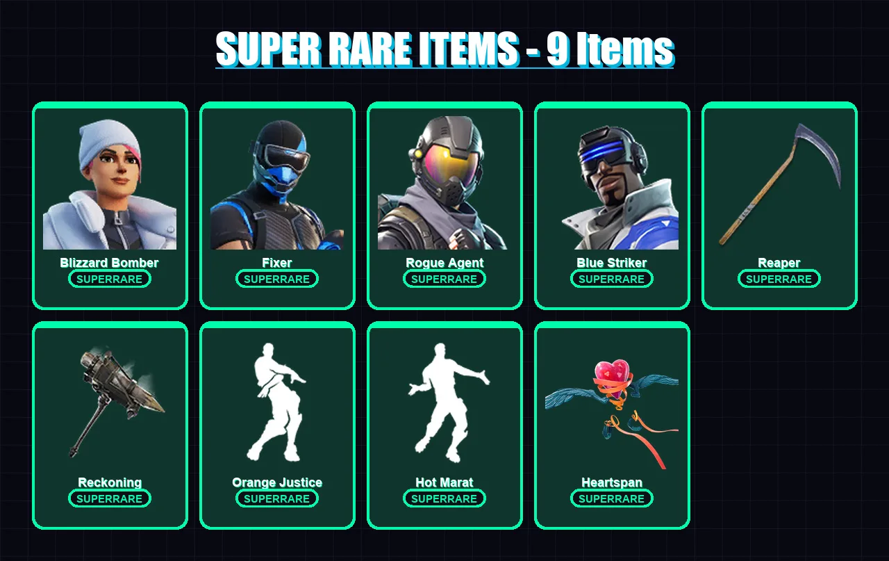 [PS4/PS5/XBOX/PC] | Blizzard Bomber | Fixer | Rogue Agent | Blue Striker | Drift | 106 skin | 98 pickaxe | 100 emote | 86 glider | Lv1503