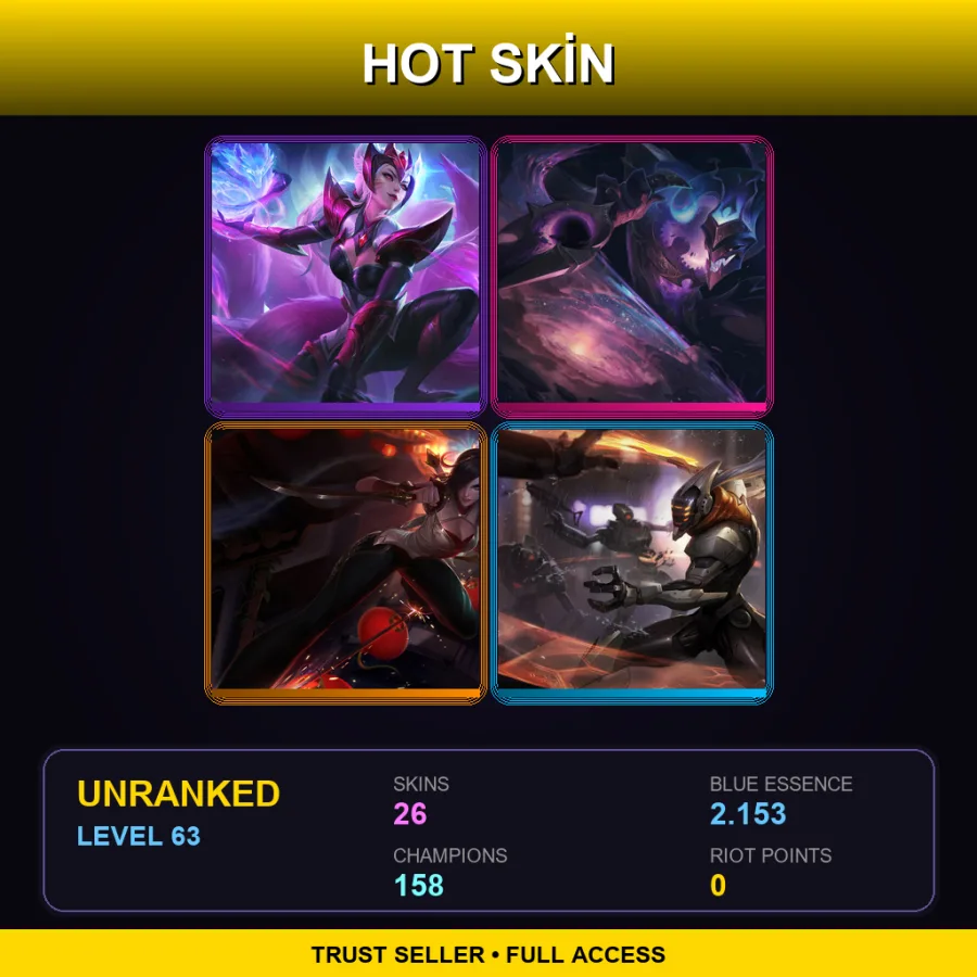 VN | Lv63 | Unranked | 26 Skin | 158 Champ