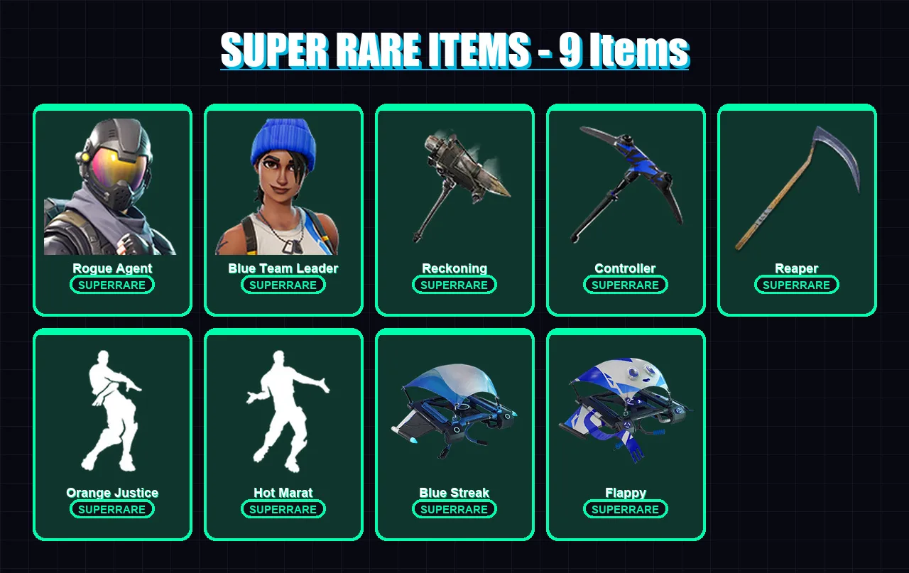 [PC/XBOX/PSN] | Rogue Agent | Blue Team Leader | The Prisoner | Carbide | Hybrid | 80 skin | 77 pickaxe | 98 emote | 80 glider | Lv1440