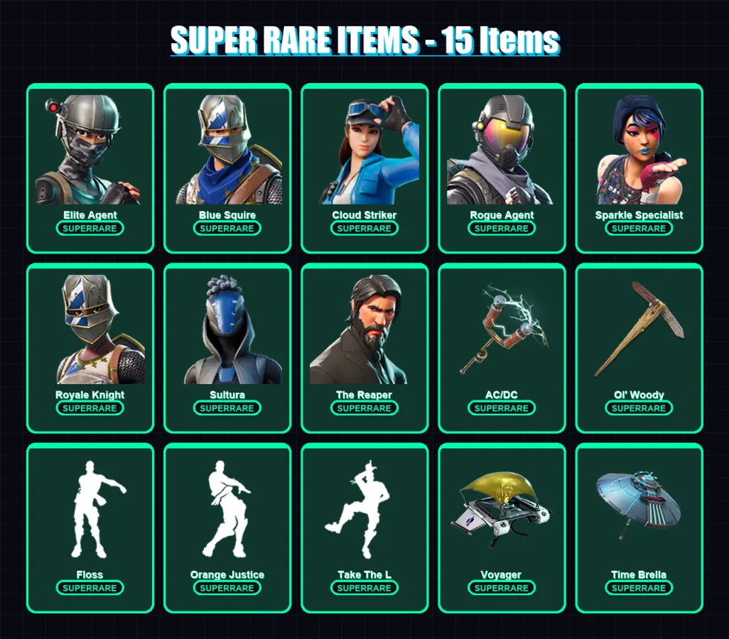 [PS4/PS5/XBOX/PC] | Elite Agent | Blue Squire | Cloud Striker | Rogue Agent | Sparkle Specialist | 77 skin | 79 pickaxe | 96 emote | 75 glider | Lv9