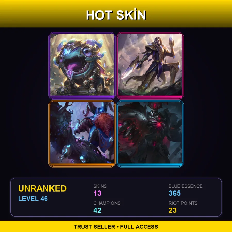 EUW | Lv46 | Unranked | 13 Skin | 42 Champ — LoL account