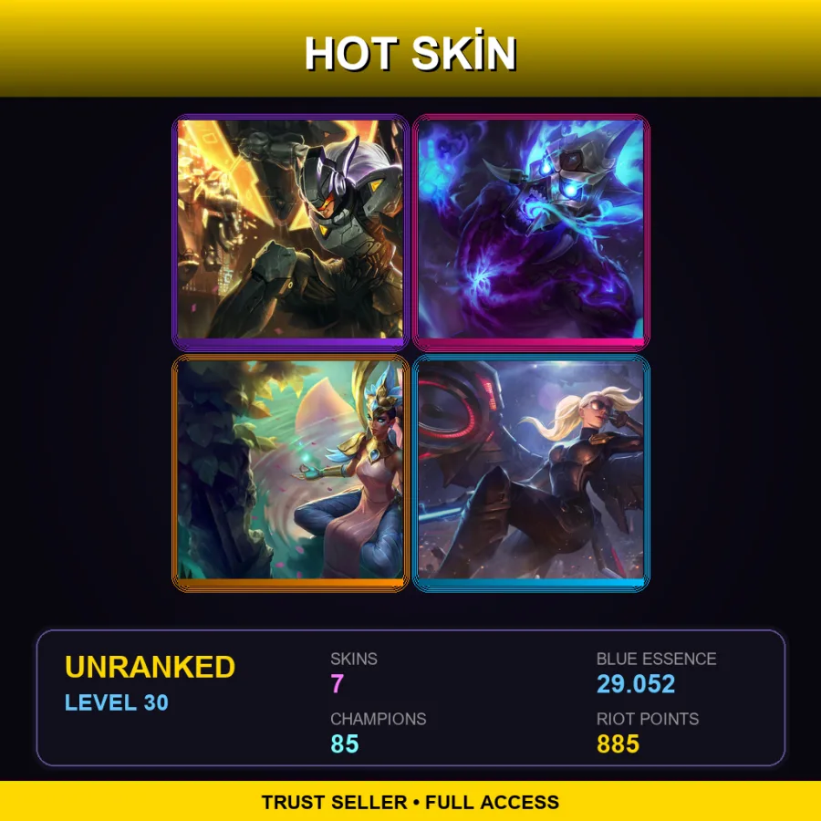 NA | Lv30 | Unranked | 7 Skin | 85 Champ — LoL account
